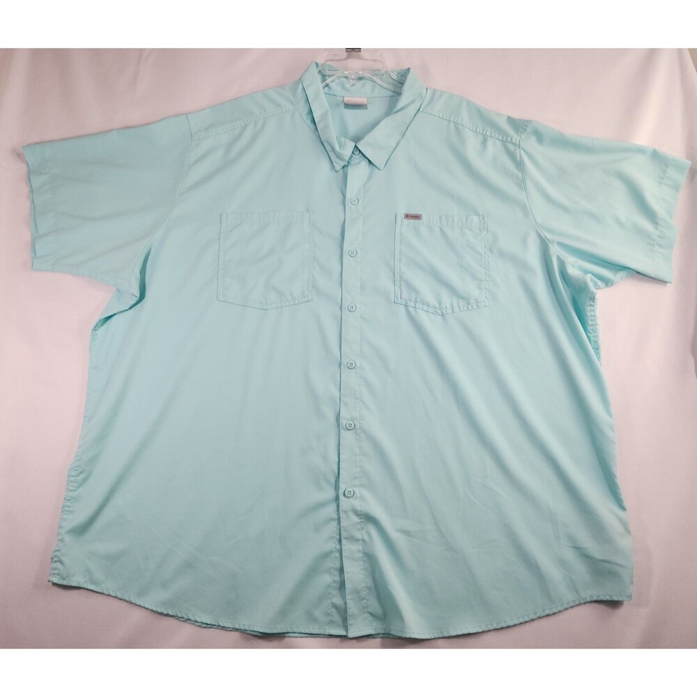 Columbia Sportswear Men's Big 4X Aqua Mint S/S Button Down Shirt Dual Pockets